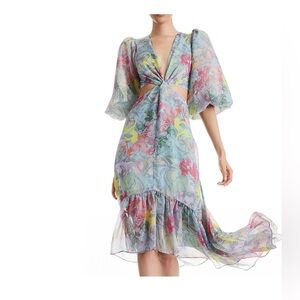 🩵 NWT $695 Alice + Olivia Katia Twist Maxi Dress in Lola's Dream